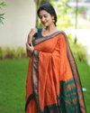 MF 1580 Orange Plain Designer Soft Lichi Silk Sarees Wholesale Market In Surat